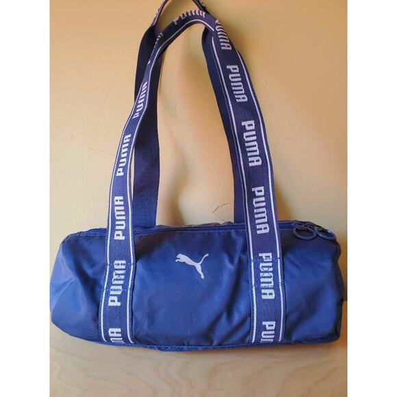 Puma Logo Commute Blue Dual Handle Mini Barrel Duffel Bag - Picture 3 of 11